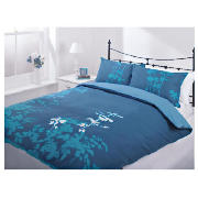 tesco Silhouette Print Duvet Set Single, Teal