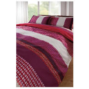 Tesco Smith Stripe Print Duvet Set Kingsize, Red