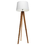 Tesco Tripod wooden floor lamp Dark Wood Black