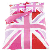 Union Jack Print Single, Hot Pink