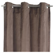 Velvet Lined Eyelet Curtains, Chocolate