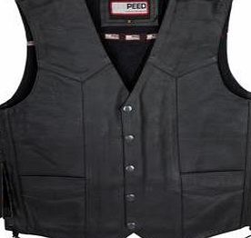 Texpeed Mens Leather Motorcycle Biker Waistcoat - 50`` - 3XL