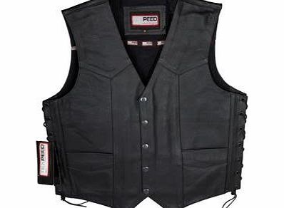 Texpeed Mens Leather Motorcycle Biker Waistcoat - 56`` - 6XL