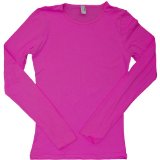 American Apparel - Sheer Jersey Long Sleeve T, Fuchsia, L