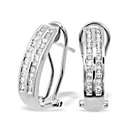 9K White Gold Brilliant Two Row Diamond Earrings