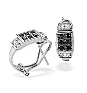 9K White Gold Diamond and Black Diamond Earrings