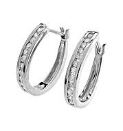 9K White Gold Diamond Channel Set Hoop Earrings