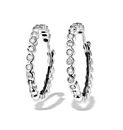 9K White Gold Diamond Hoop Earrings