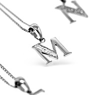 9K White Gold Diamond Initial Pendant Choose A-Z