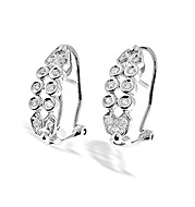 9K White Gold Diamond Rubover Design Earrings(0.23ct)