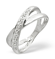 Cross-Over Ring 0.05CT Diamond 9K White Gold