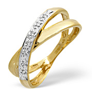 Cross-Over Ring 0.05CT Diamond 9K Yellow Gold