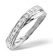 Cross-Over Ring 0.08CT Diamond 9K White Gold