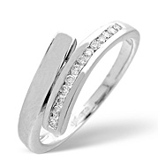 Cross-Over Ring 0.10CT Diamond 9K White Gold