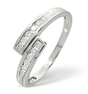 Cross-Over Ring 0.20CT Diamond 9K White Gold