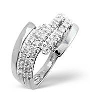 Cross-Over Ring 0.26CT Diamond 9K White Gold