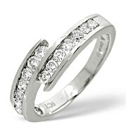 Cross-Over Ring 0.50CT Diamond 9K White Gold