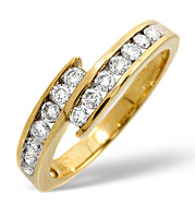 Cross-Over Ring 0.50CT Diamond 9K Yellow Gold