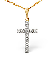 Cross Pendant 0.22CT Diamond 9K Yellow Gold