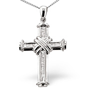 Cross Pendant 0.26CT Diamond 9K White Gold