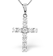 Cross Pendant 0.46CT Diamond 9K White Gold