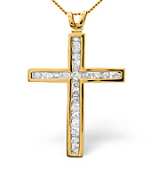 Cross Pendant 1.00CT Diamond 9K Yellow Gold