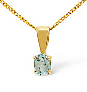 Gem-Stone Pendant Blue Topaz 9K Yellow Gold