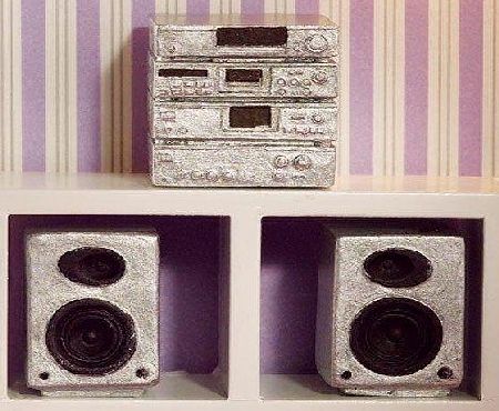 The Dolls House Emporium Silver Hi-fi System, 3 pcs