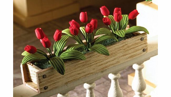 The Dolls House Emporium Window Box Red Tulips, width