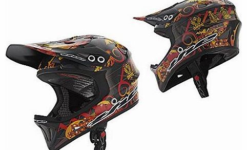 THE Industries T2 BMX / MTB DH Full Face Carbon Helmet Large Tiki Torch