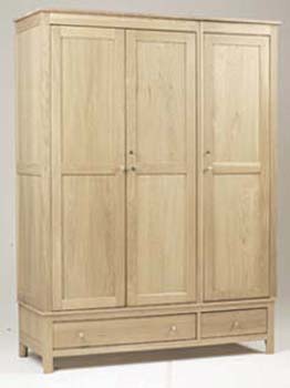 LARGE 3 DOOR NIMBUS OAK WARDROBE WITH DRAWERS