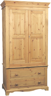The Pine Factory ROMNEY TRADITIONAL 2 DOOR / 2 DRAWER PINE WARDROBE
