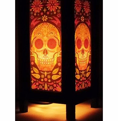 Thai Vintage Handmade Asian Oriental Fantasy Skull Bedside Table Light or Floor Wood Paper Lamp Shades Home Bedroom Garden Decor Modern Design from Thailand