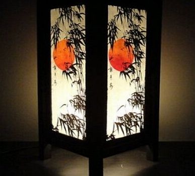 Thai Vintage Handmade ASIAN Oriental Handcraft Japanese Sunset Bamboo Tree Art Bedside Table Light or Floor Wood Lamp Home Bedroom Decor Modern Design from Thailand