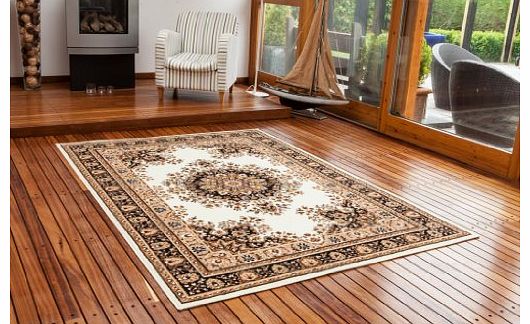 The Rug House Elegant Cream Beige Victorian Style Border Design Rug - 4 Sizes Available