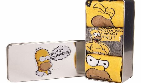 The Simpsons Homer Simpson Doh! Tin of 3 Socks