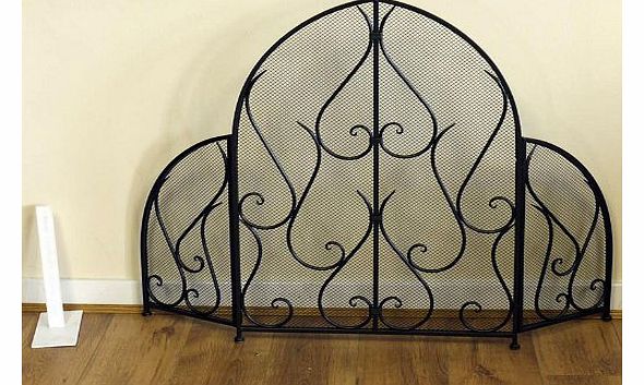 The Somerset Shop Wrought Iron Metal Mesh Folding Fire Guard