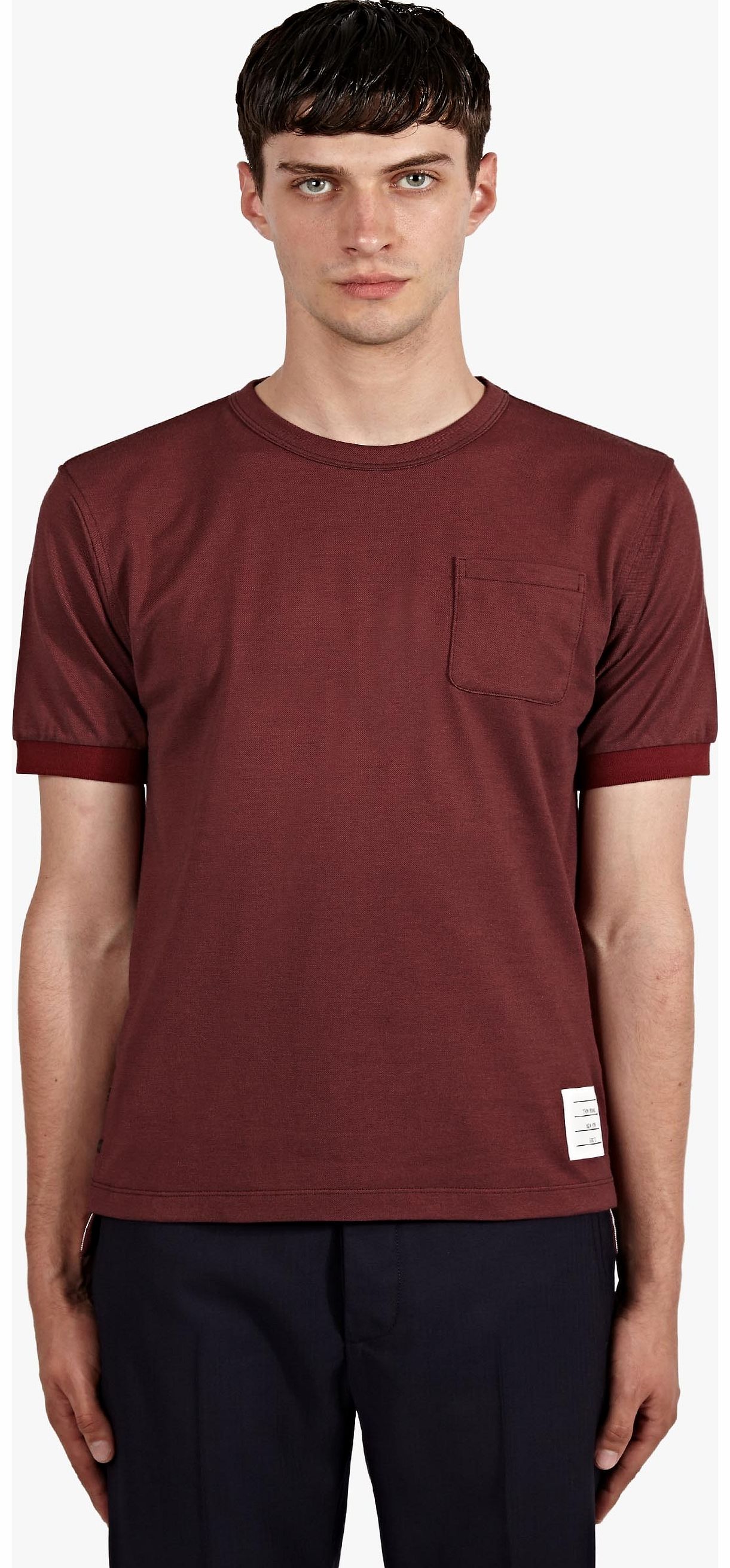 Mens Burgundy Oxford Pique T-Shirt