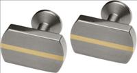 Ti2 Titanium Rectangular Titanium Cufflinks with Yellow Line