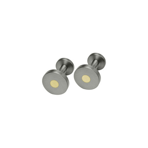 Ti2 Titanium Round Cufflinks in Titanium with 18 Carat Yellow Gold Inlay by Ti2