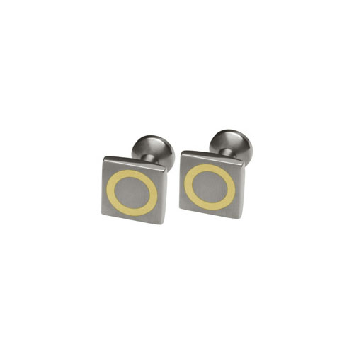 Ti2 Titanium Square Cufflinks in Titanium with 18 Carat Yellow Gold Inlay by Ti2