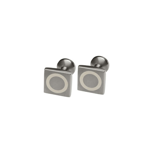 Ti2 Titanium Square Cufflinks in Titanium with Silver Inlay by Ti2