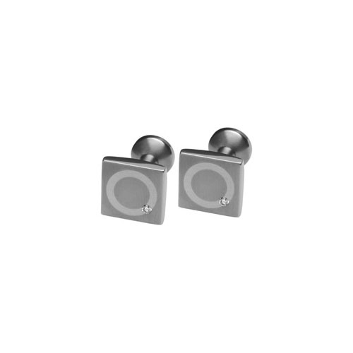 Ti2 Titanium Square Diamond Set Cufflinks in Titanium with Silver Inlay by Ti2