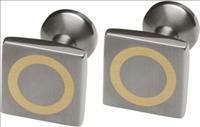 Ti2 Titanium Square Titanium Cufflinks with Yellow Circle by