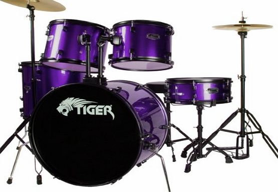 Tiger 5 Piece Drum Kit - Purple