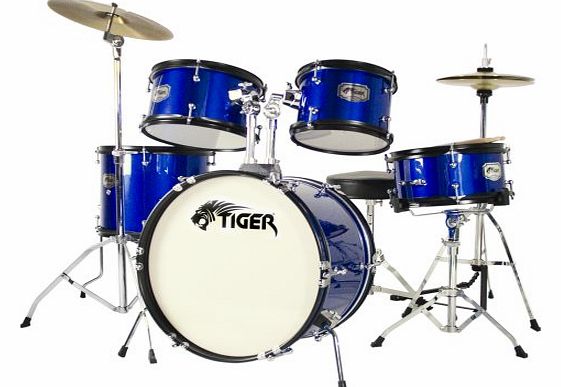 Tiger 5 Piece Junior Drum Kit - Blue