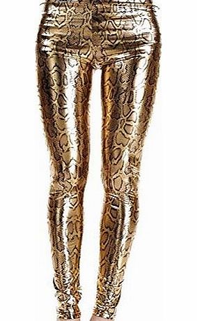 TightCode Womens High Waist PU Leather Snake Pattern Leggings Sizes UK 8-16