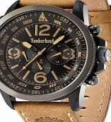 Timberland Mens Campton Black IP Tan Watch