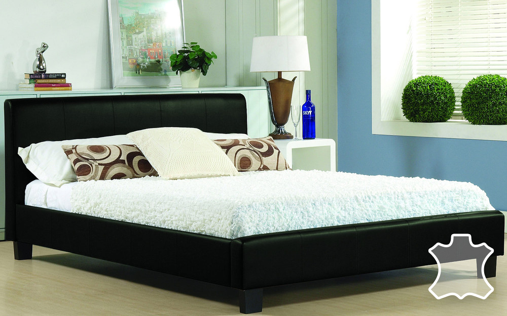 Time Living Hamburg Real Leather Bedstead, King
