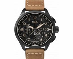 Timex Intelligent Quartz Mens Black Tan Linear